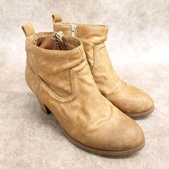 Pink & Pepper Womens Size 8 Brown Side Zip 2" Heels Ankle Boots Booties - Picture 1 of 11